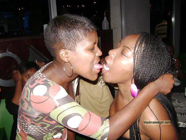 Black lesbian chicks kissing on the party. Full-size image #2