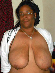 Ebony Grandma Tits - Seventy black granny with big saggy tits. Full-size image #1